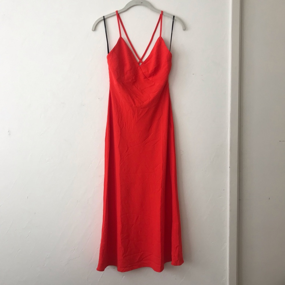 Silky Orange Slip Dress - Forever 21